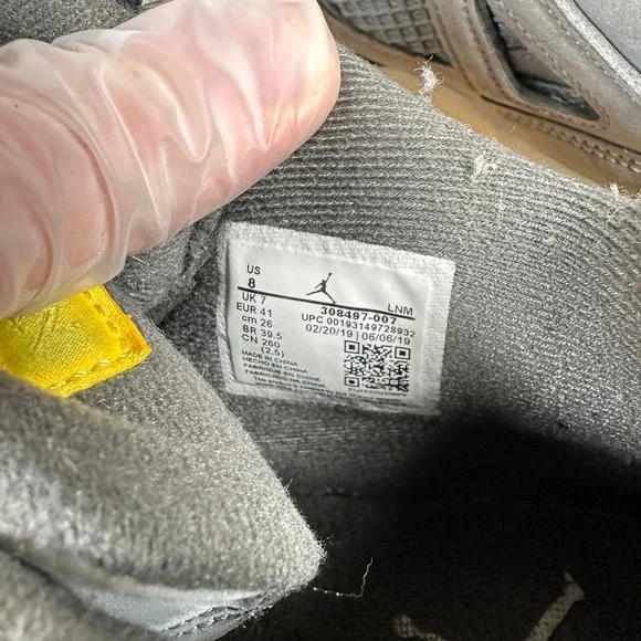 Air Jordan 4 Retro Cool Grey 2019 Sneakers Mens Size 8 Gray Shoes 308497-007